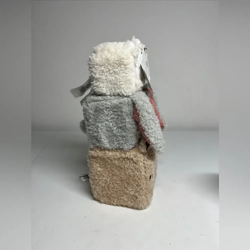 NWT Primark Pyramid Of Plush Animals Cubes White Gray Beige Baby’ First Toys